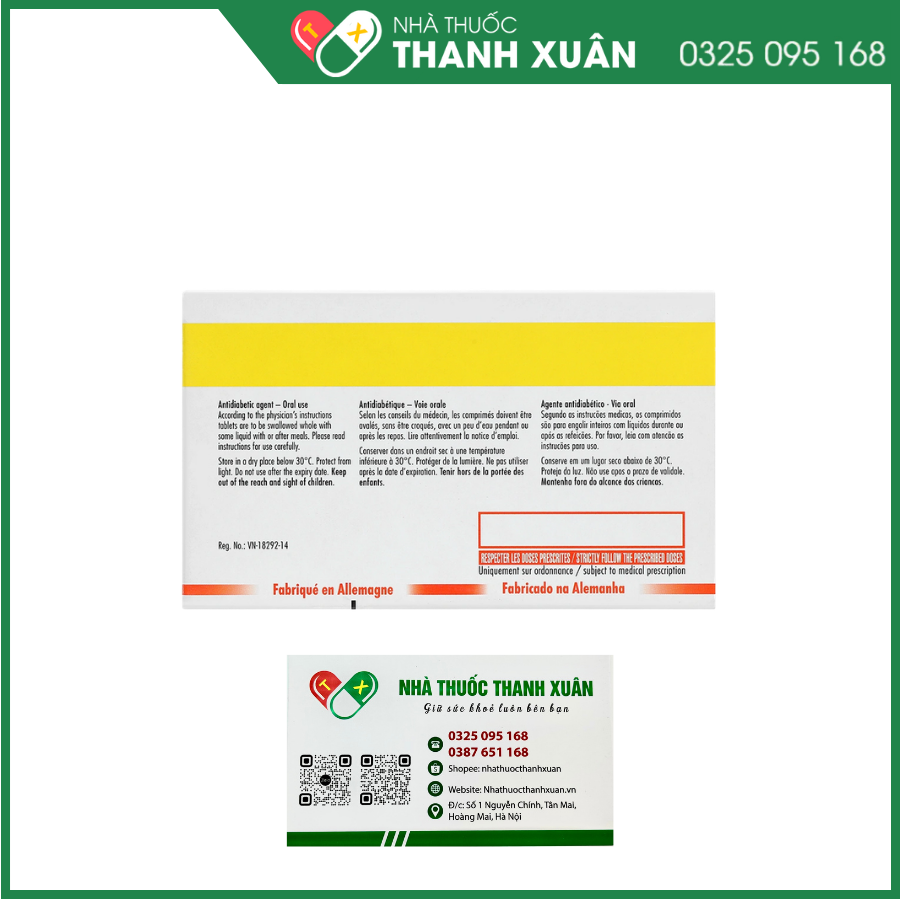 Metformin Denk 1000 điều trị đái tháo đường tuýp 2